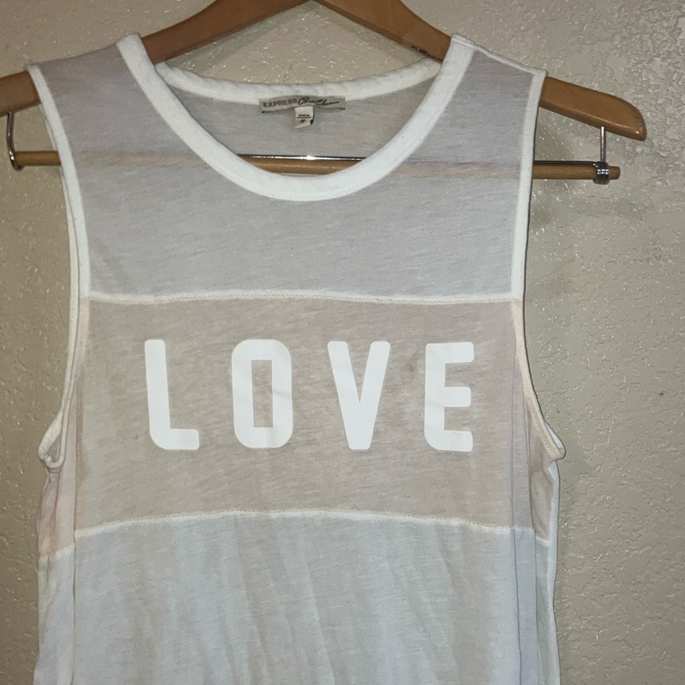 White and Cream Sleeveless Top with 'LOVE' Print